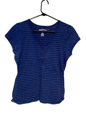 Y2k Vintage Maurices Womens Size Large Fitted Henley Tee Tshirt Shirt Top Stripe